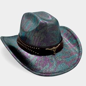 Unisex Vegan Leather Western Cowboy Fedora Hat